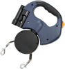 Imagen de ACCESORIOS RARA MASCOTAS - CDCLRX3M CORREA DOBLE CON LINTERNA Y RECIPIENTE DE BOLSAS X 3 METROS AZUL