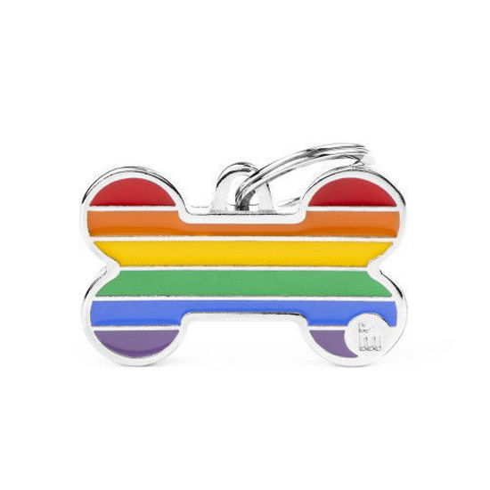 Imagen de ACCESORIOS PARA MASCOTAS - BH54 MEDALLA HUESO BANDERA ARCOIRIS XL